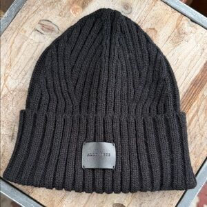 All Saints Black Charcoal Ribbed Beanie